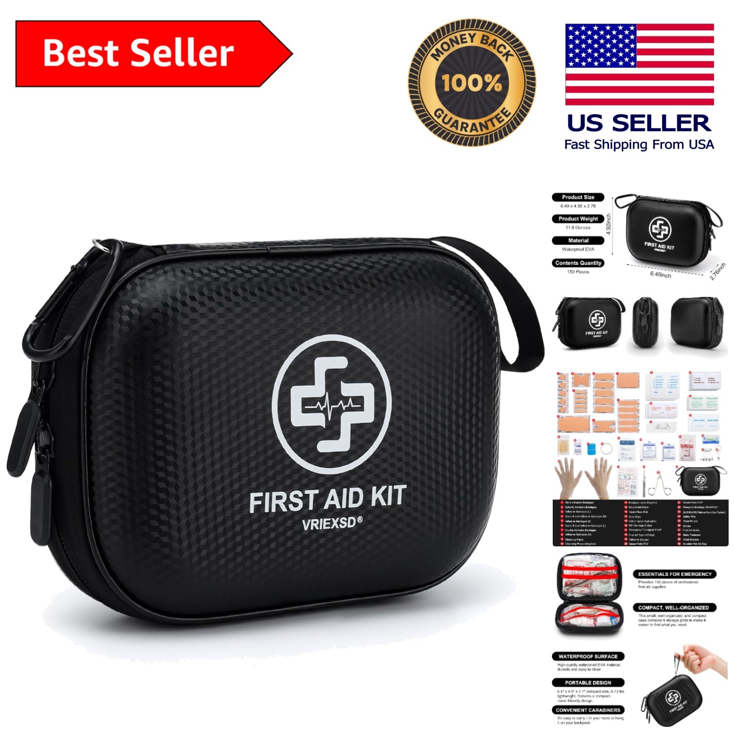 150-Piece Mini First Aid Kit – Waterproof Portable Hard Shell for All Emergen…