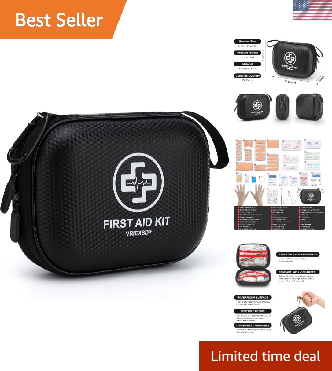 150-Piece Waterproof First Aid Kit – Compact & Portable Emergency Ready