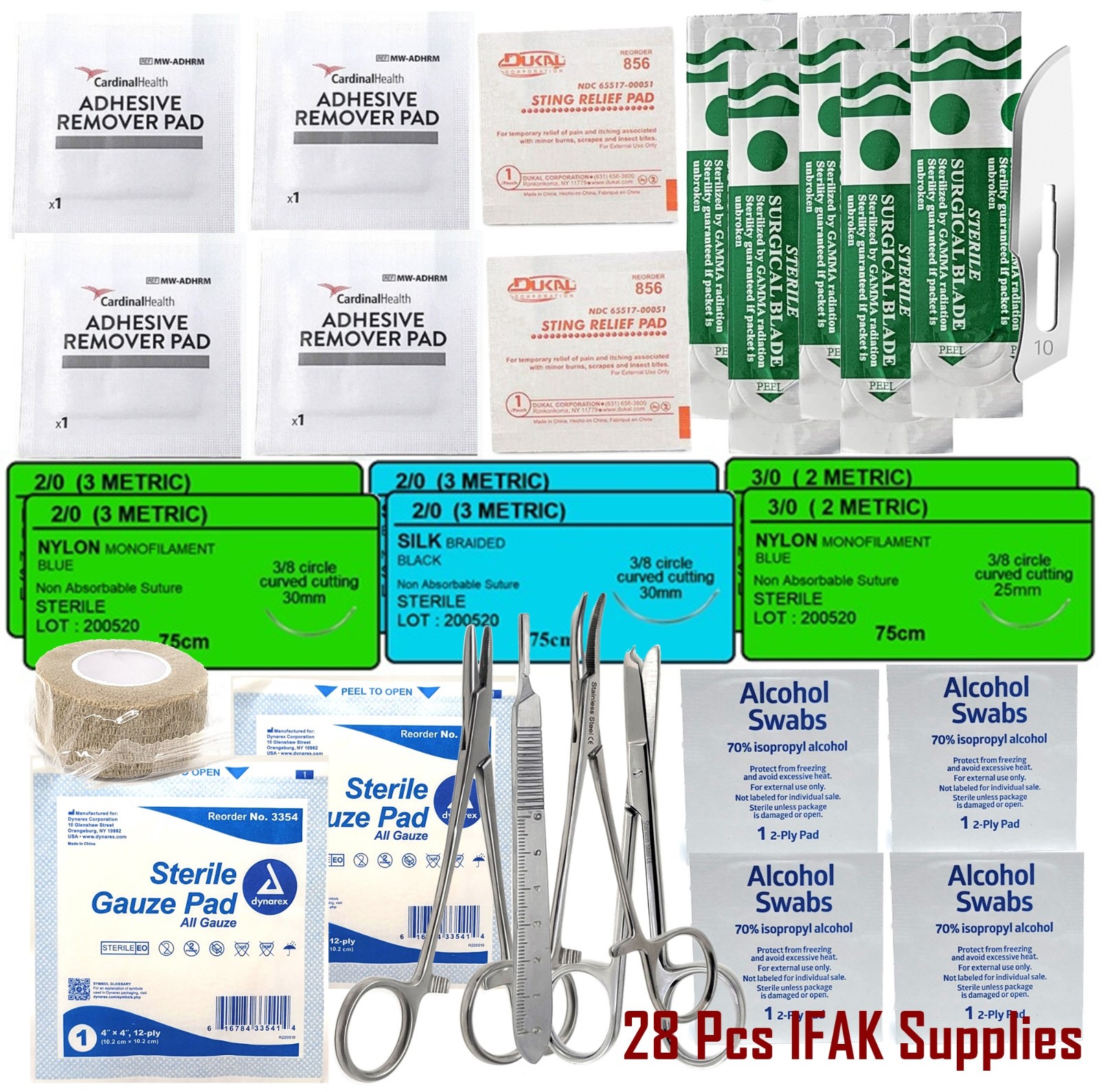 IFAK Individual First Aid Kit Refill, 28 Piece Emergency Medical Supplies