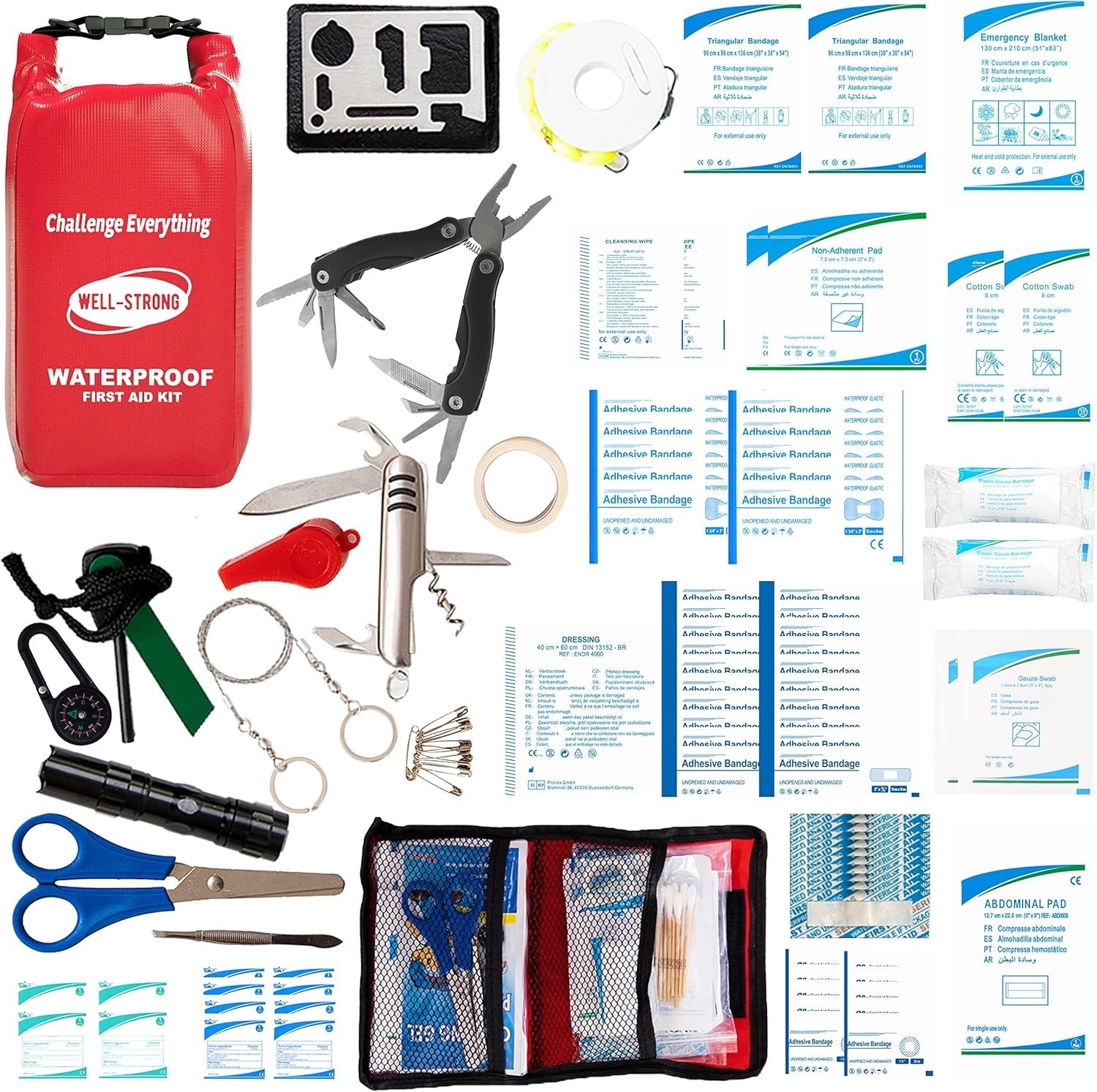 Boat First Aid Kit with Survival Tools, 123pcs Waterproof Emergency Marine Ki…