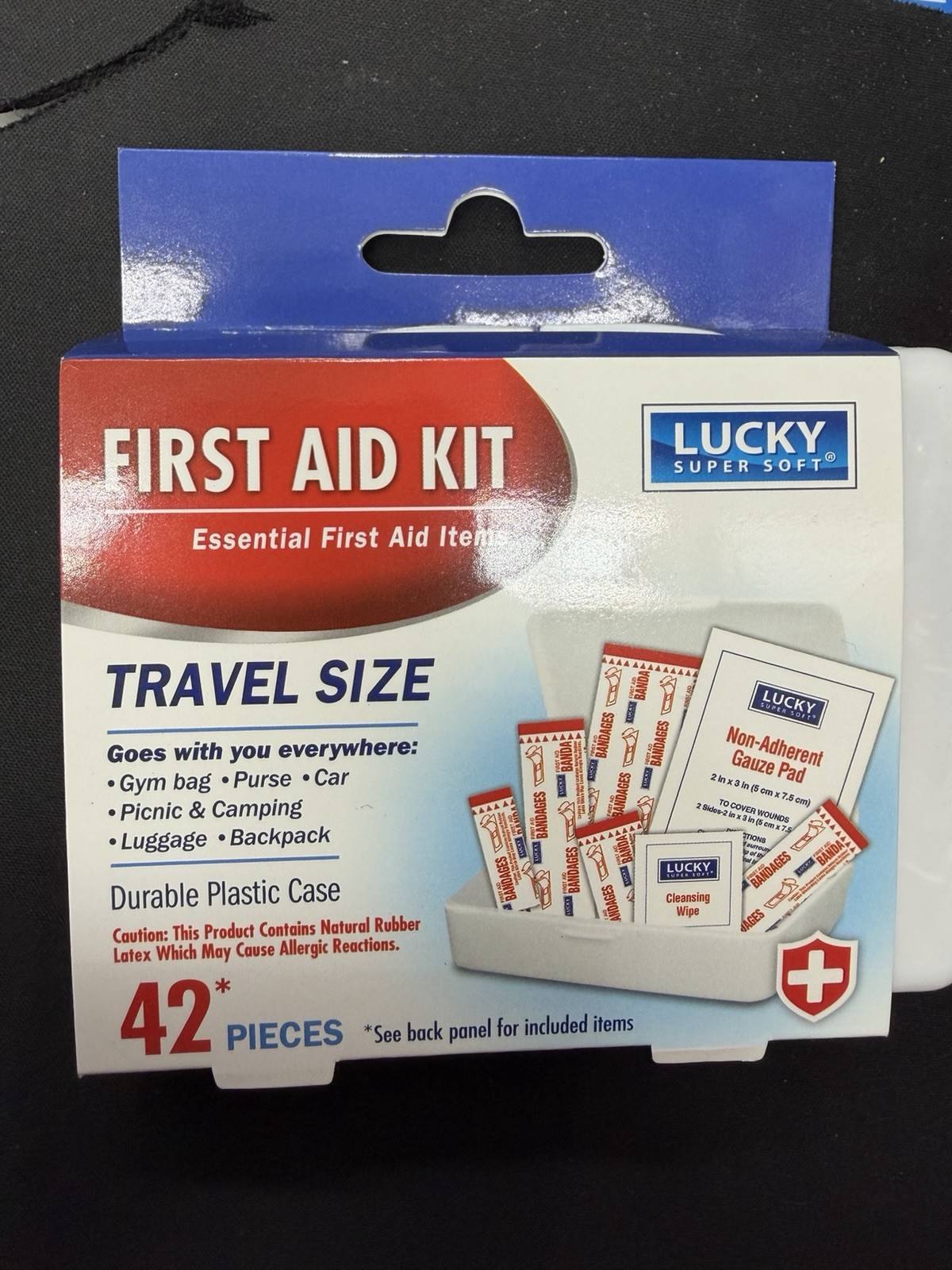 Lucky Super Soft Travel First Aid Kit 42-Piece Portable White Plastic Case