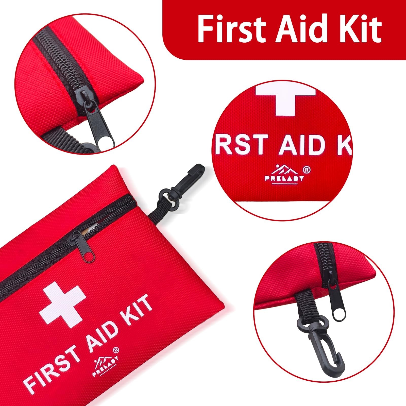 152 Piece Compact First Aid Kit TSA Approved – Travel, Camping, Sports – Red