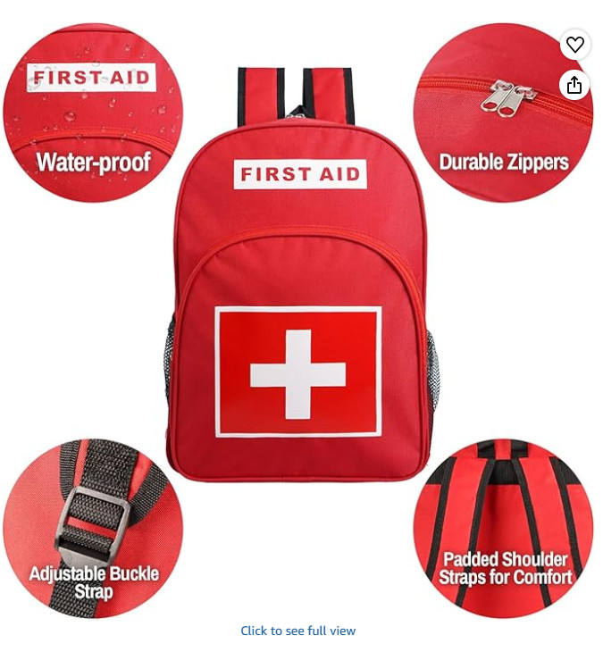 Empty First Aid Bag Emergency Waterproof Medical Work Travel First Aid Backpack