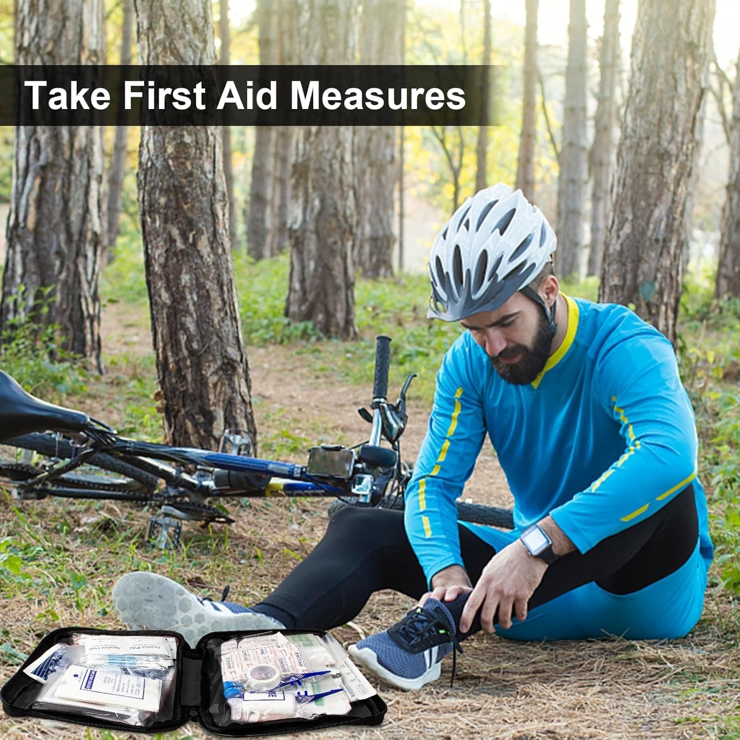 300Piece Travel First Aid Emergency Kit Home Essentials Hiking Survival Black