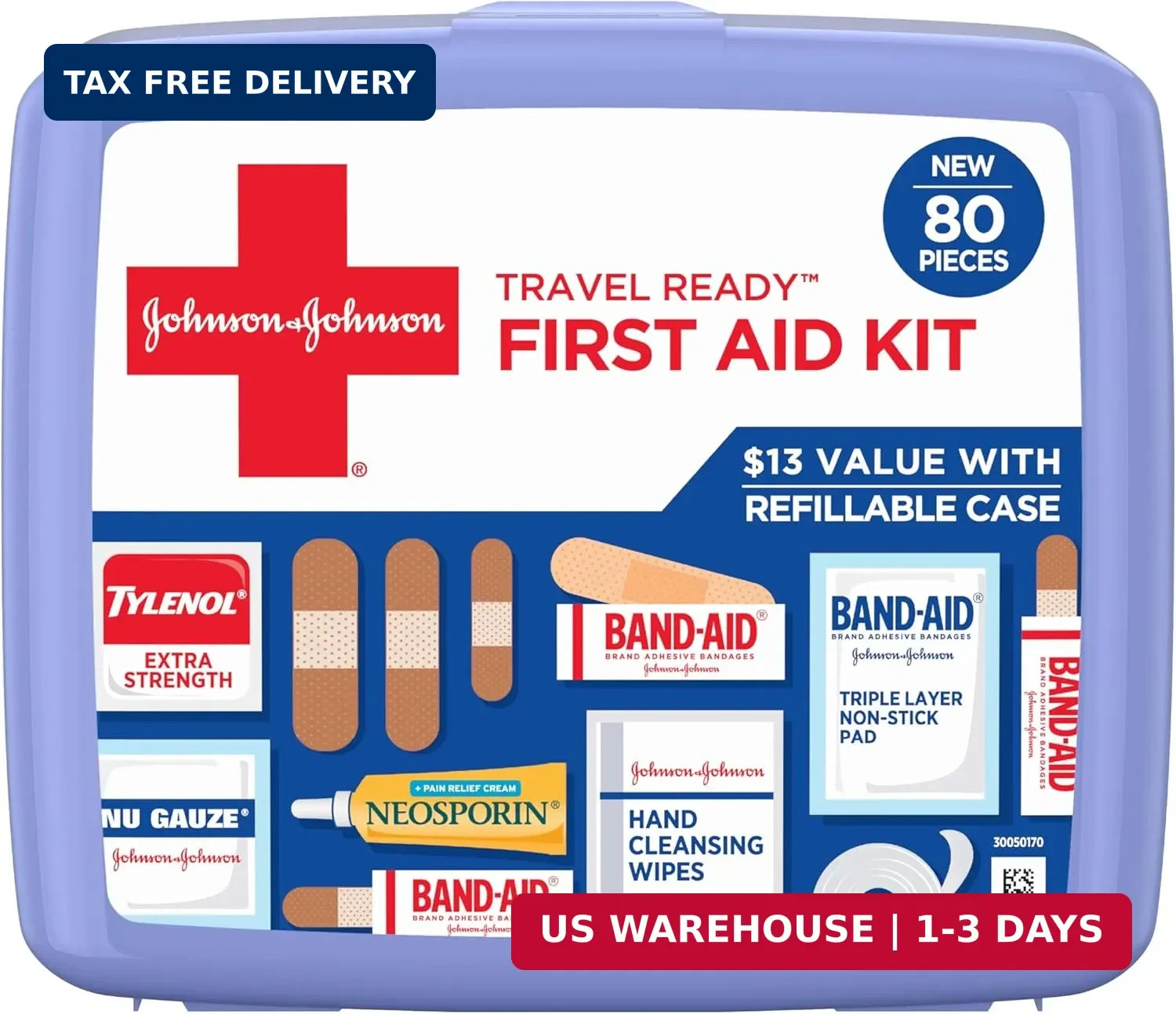 BAND-AID Brand Travel Ready Portable Emergency First Aid Kit, Minor Wound Care,