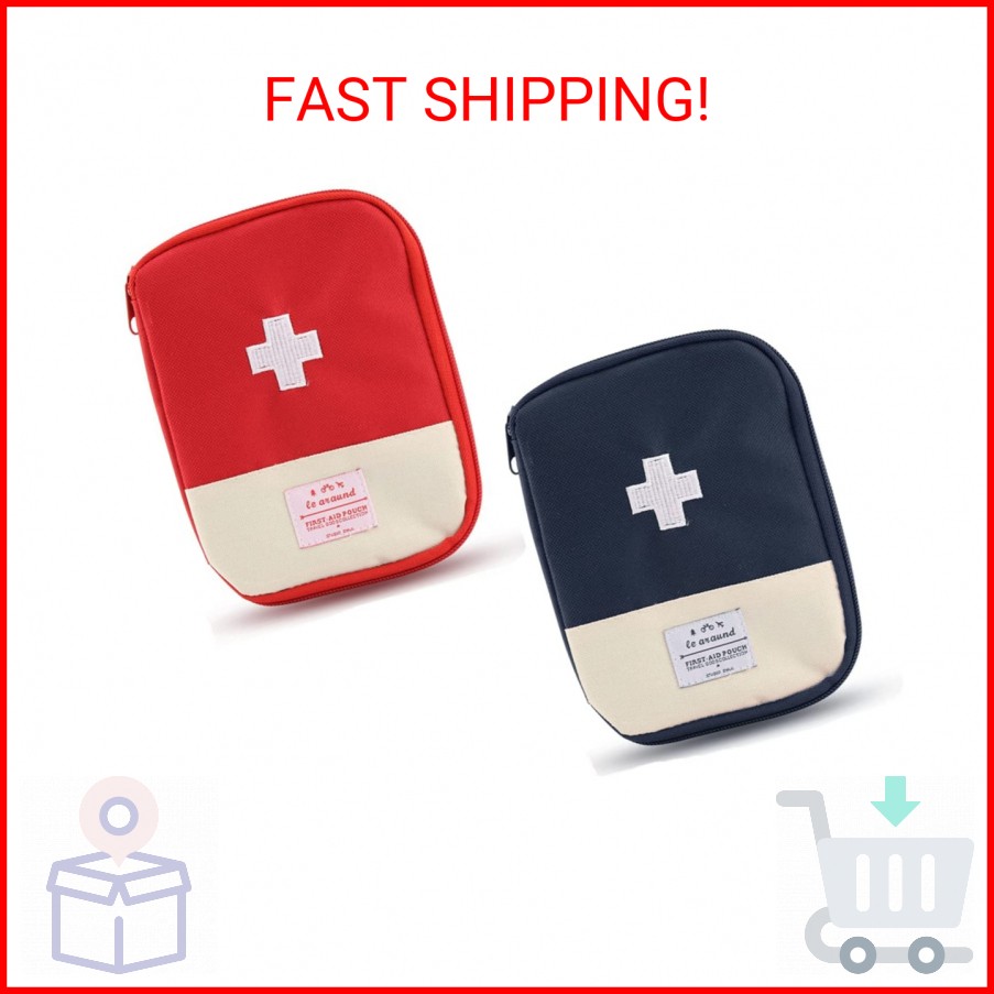 JLEivvi 2 Packs Mini First Aid Kit, Empty First Aid Bag Mini Portable Medical Ba