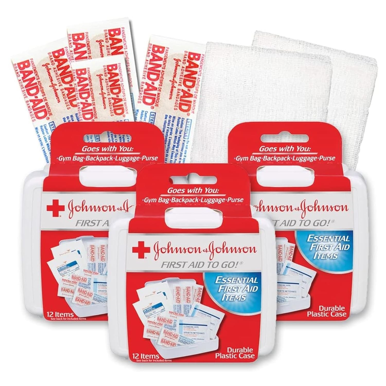 J&J Travel First Aid Kit, 3-Pack, Car/Office/Purse, 30-Piece