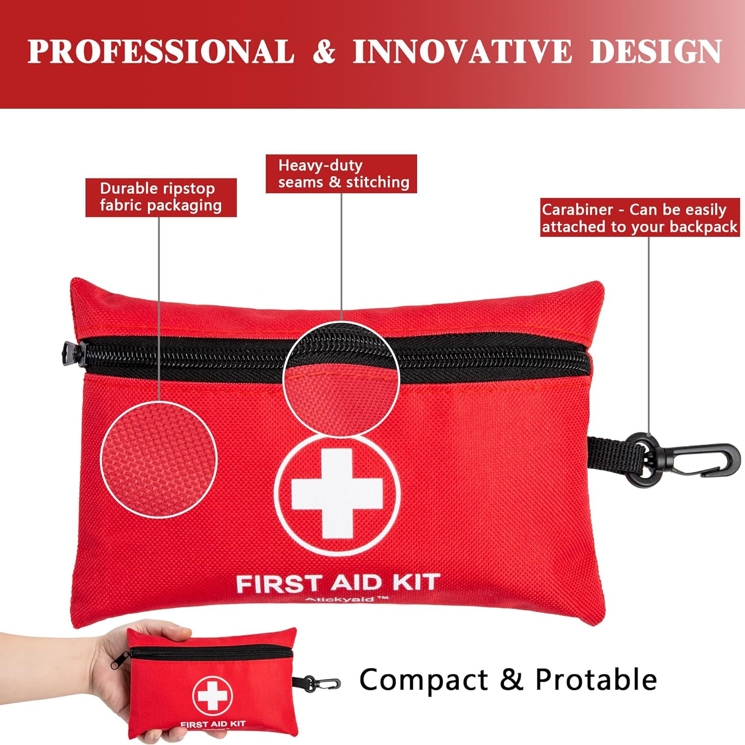 Mini First Aid Kit – 140 Piece Small First Aid Medical Kit for Car, Home, Office