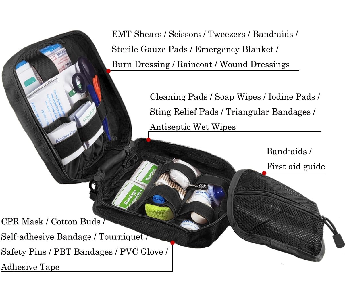 First Aid Kit Med – Kit Rip-Off 180 pcs Water-Resistant Kit for Camping Hikin…