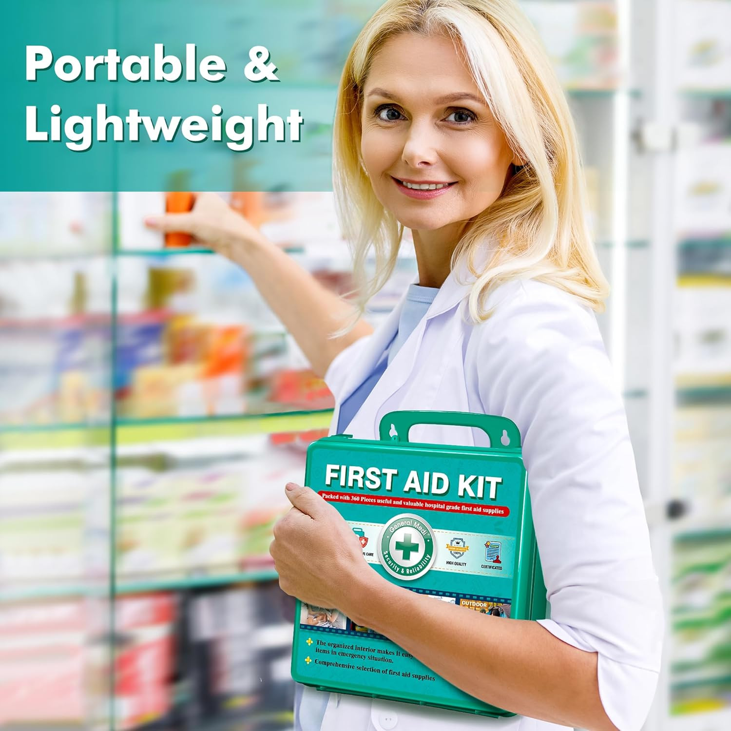 360 Pieces First Aid Kit Comprehensive Large First Aid Box with Premium Supplies