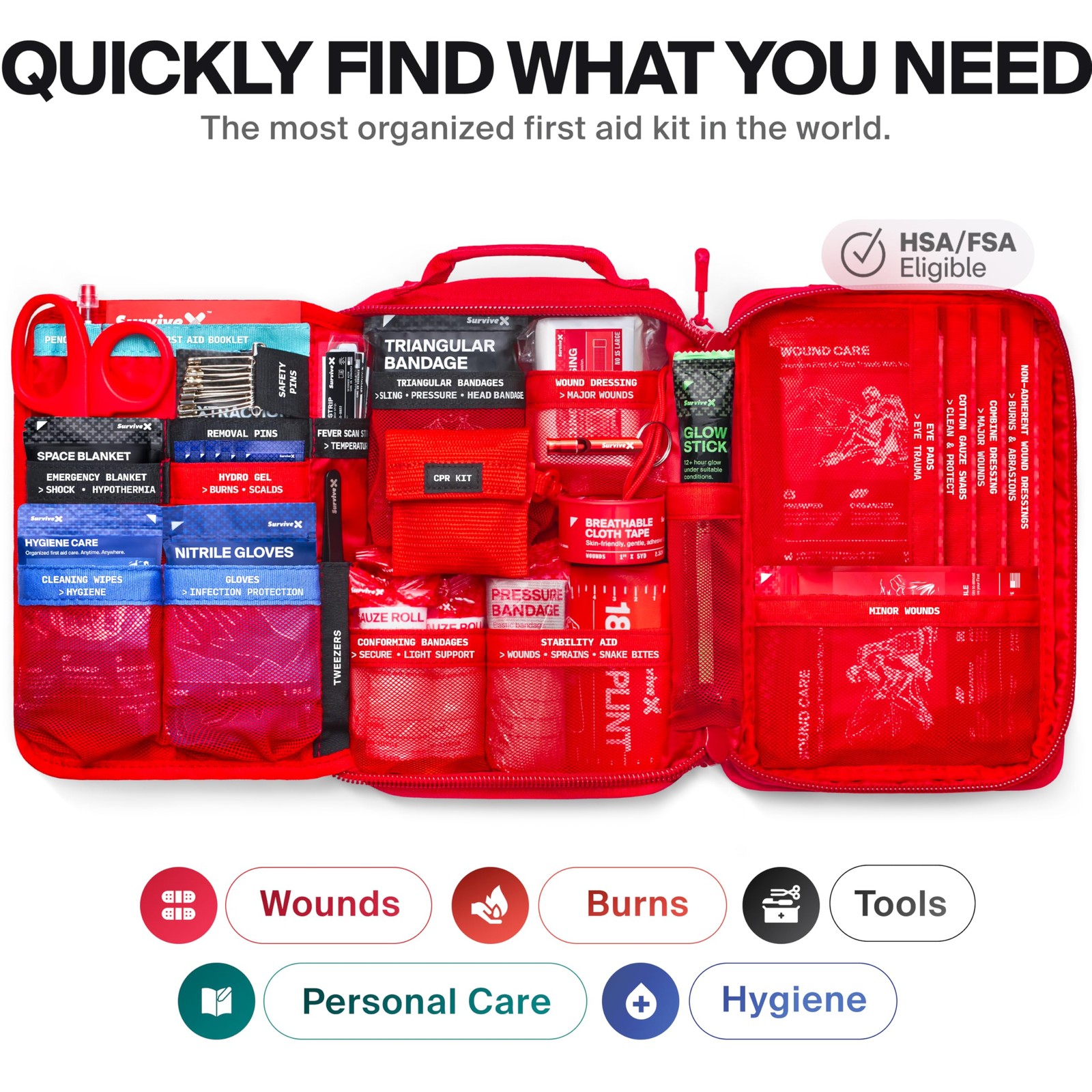 Large First Aid Kit for Car, Travel & Home – Emergency Kit for Hiking, Campin…