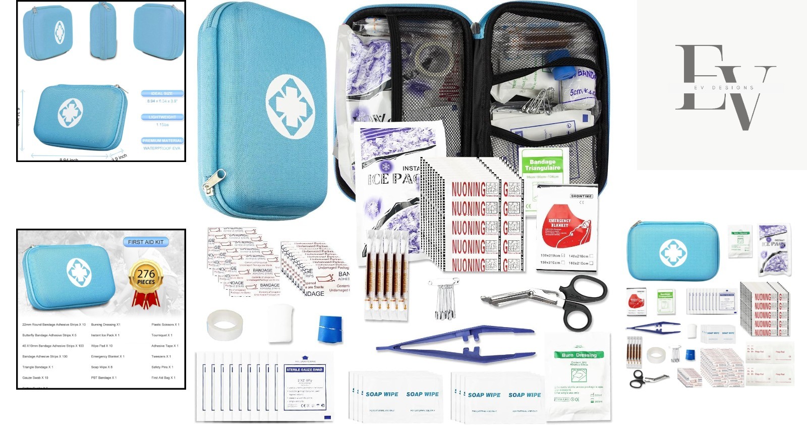 Waterproof 276-Piece First Aid Kit – Portable Emergency Supplies for Adventures