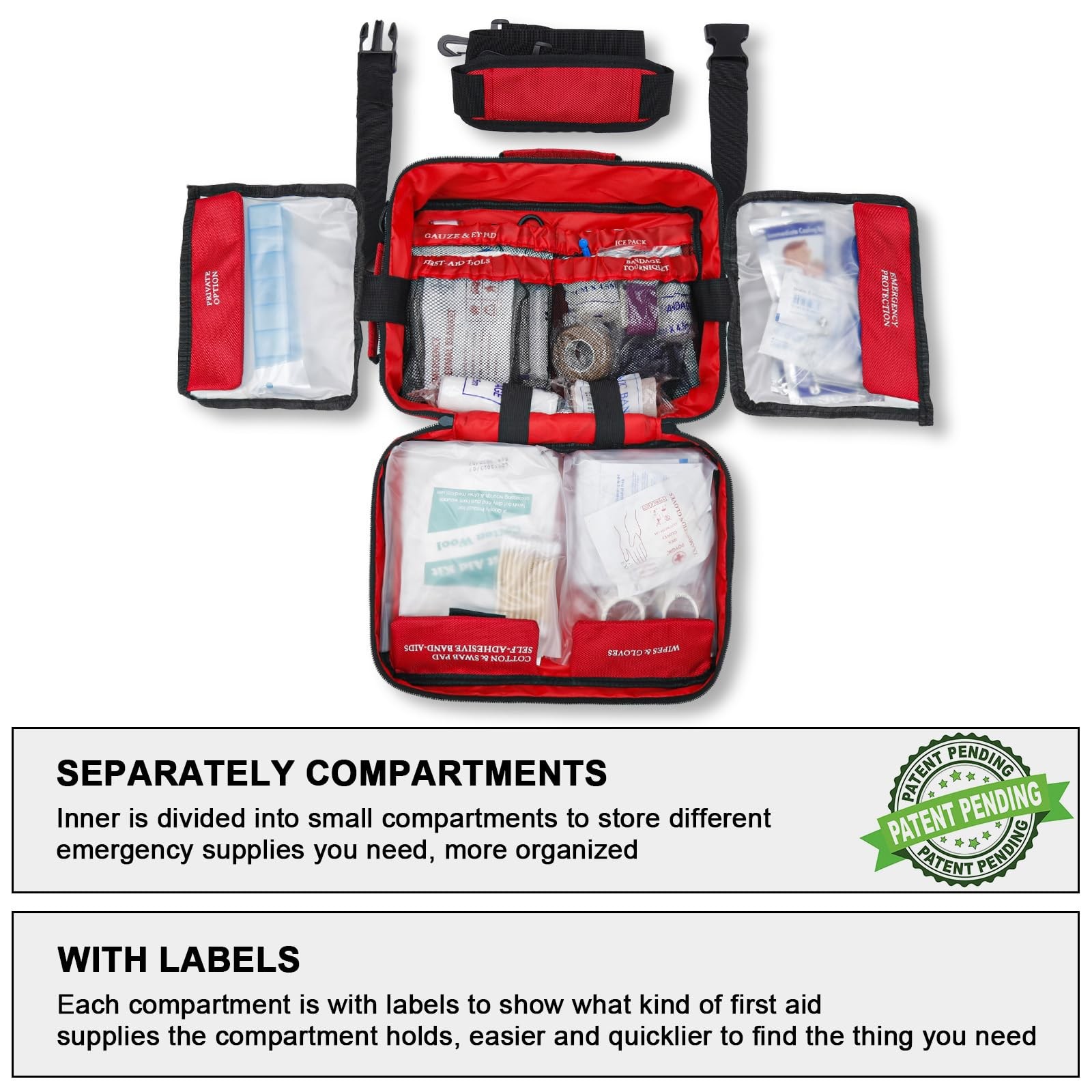Poygik Premium 420 Piece Large First Aid Kit for Home, Car, Travel, Red