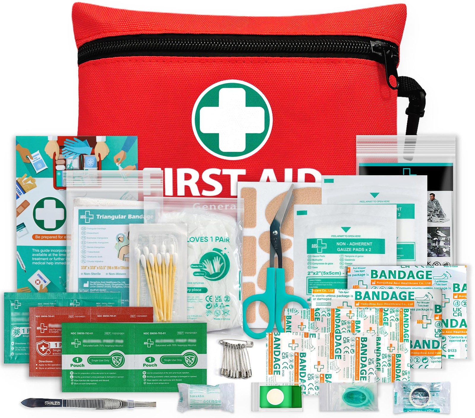 General Medi Mini First Aid Kit, 110 Piece Small 110 Set, Red