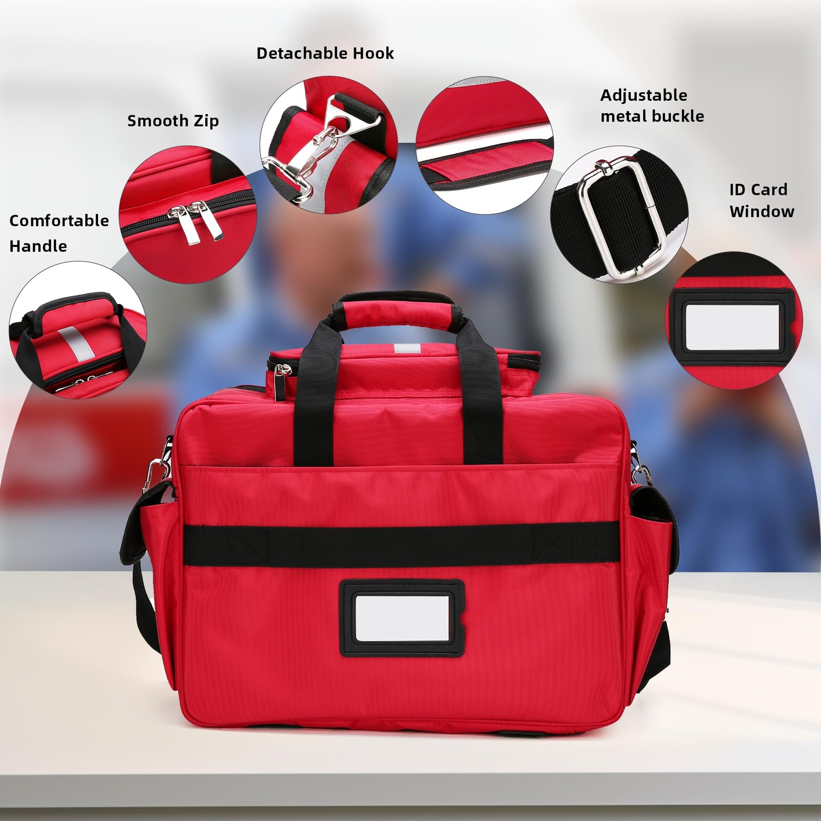 Be-Better Empty First Aid Organizer – Trauma, 16.93 x 12.6 x 5.51 inches, Red
