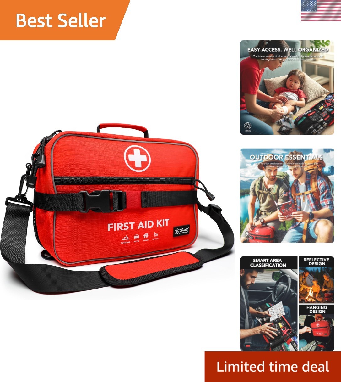 430 Piece First Aid Kit, Well-Organized Waterproof Compact Trauma Medical Ki…