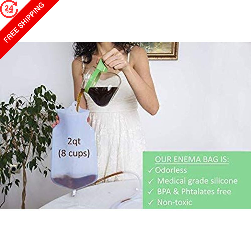 Silicone Enema Bag Kit | Non-Toxic, BPA- & 1 Count (Pack of 1), Blue