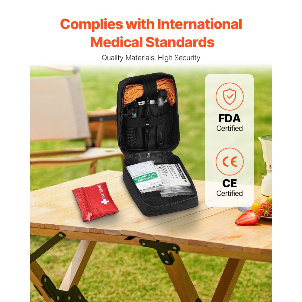 Survival First Aid Kit 250 Pieces Emergency Medical Trauma Bag for Camping Home