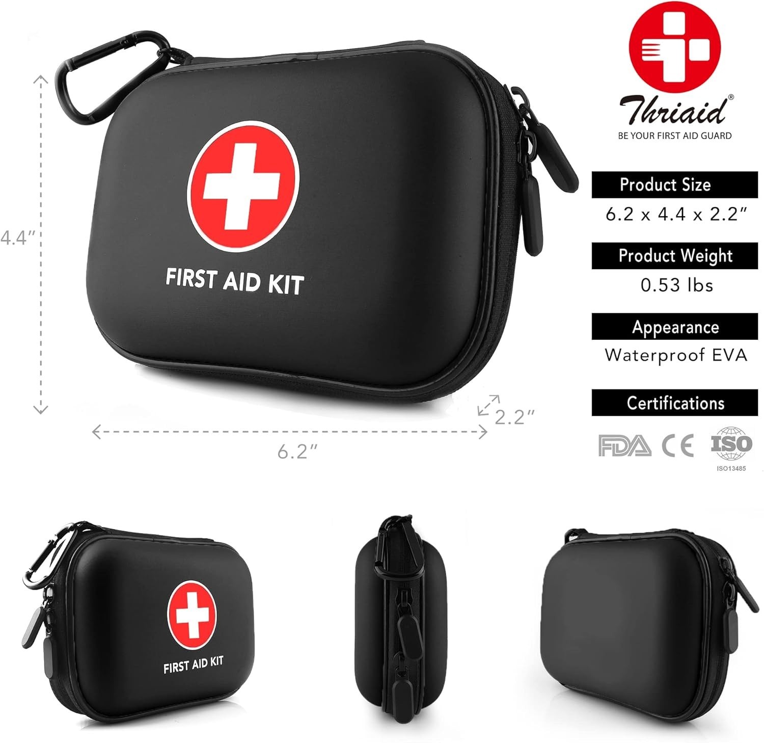 Essential First Aid Kit – 100 Hospital-Grade Supplies in Black Waterproof Case