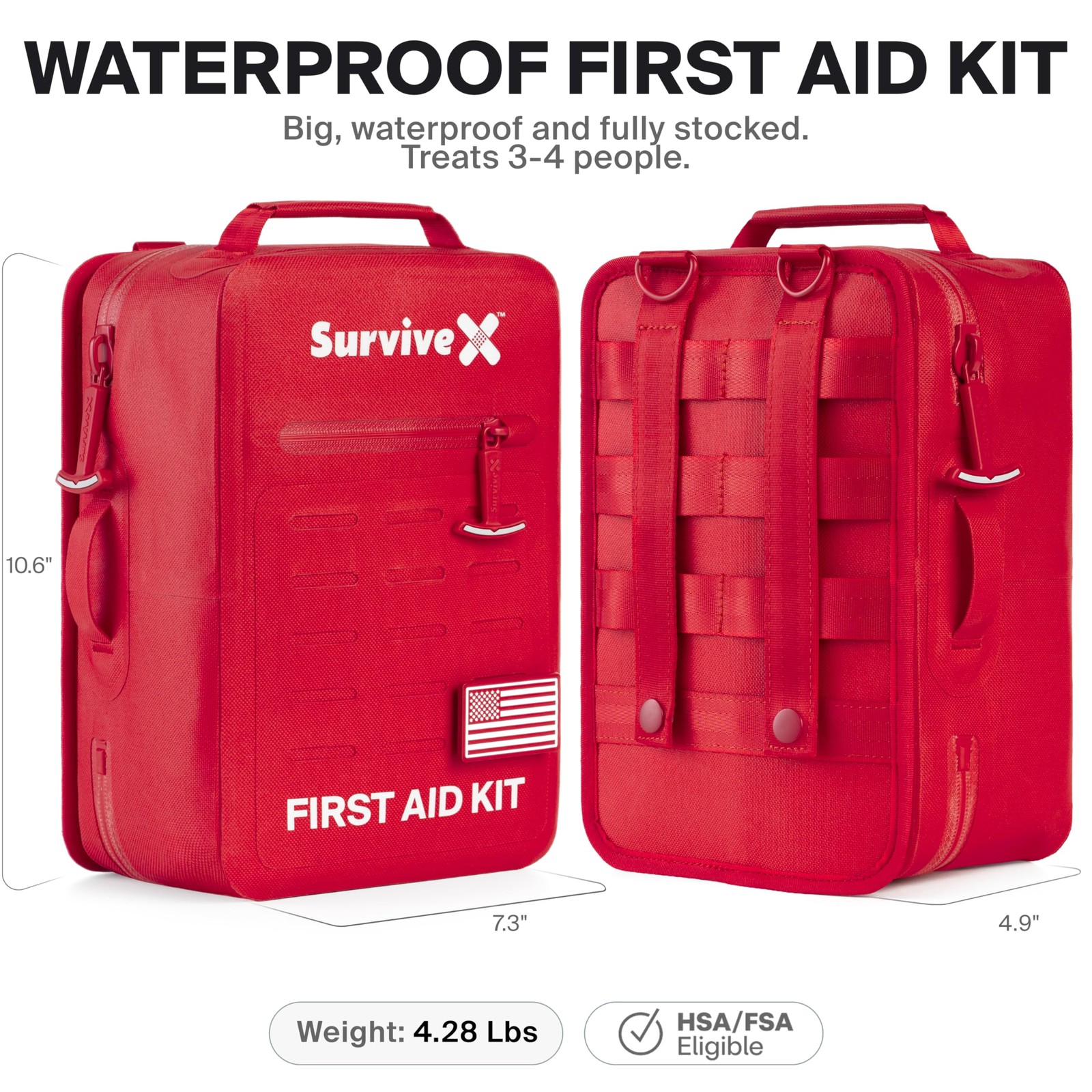 Large Waterproof First Aid Kit for Car, Travel & Home – Emergency Kit for Hik…