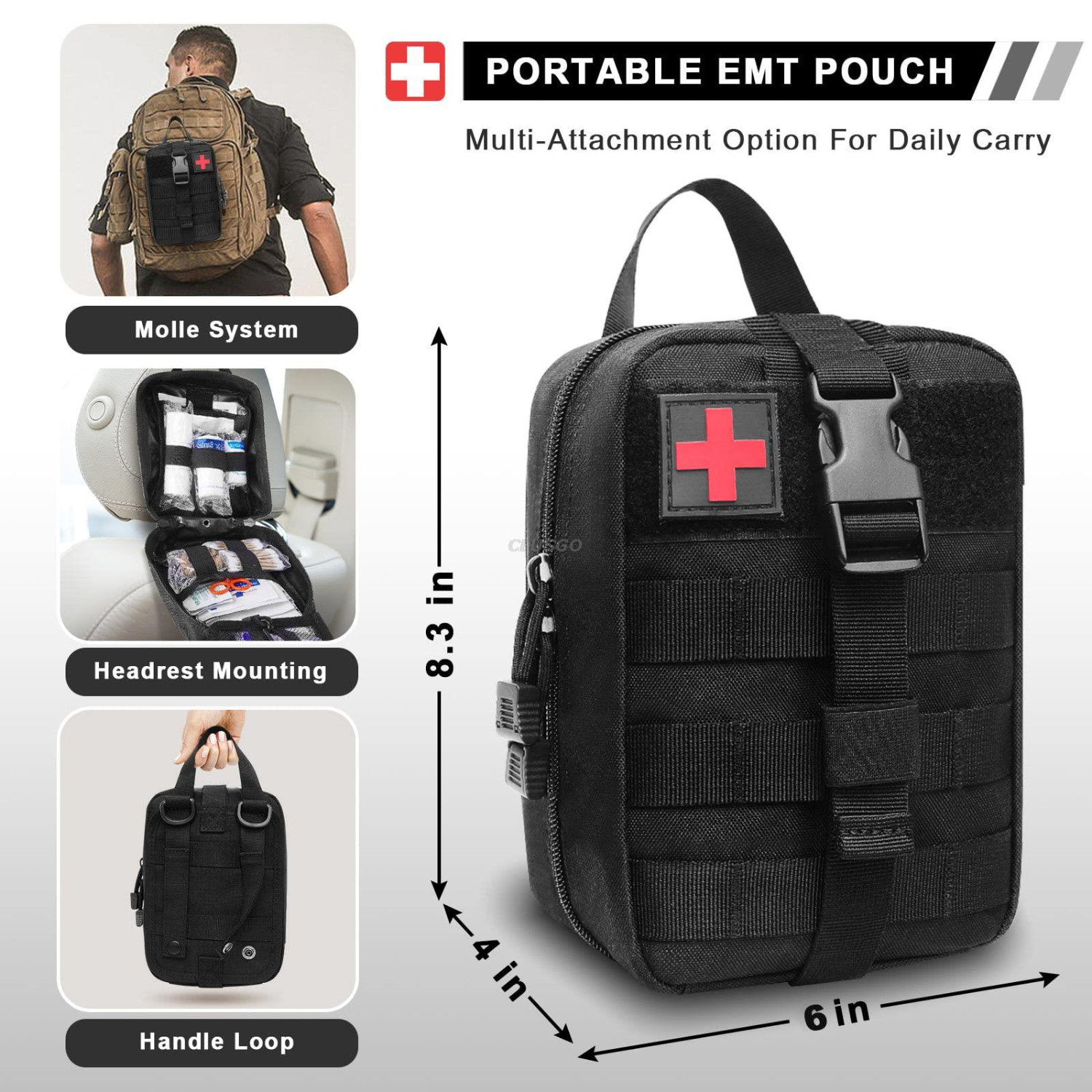 Tactical MOLLE Rip Away EMT Medical First Aid IFAK Pouch (Bag Only)
