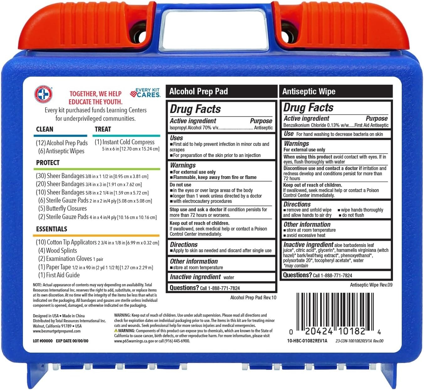 110 Pc First Aid Kit: Clean, Treat, Protect Minor Cuts, Home, Office, Car, Schoo