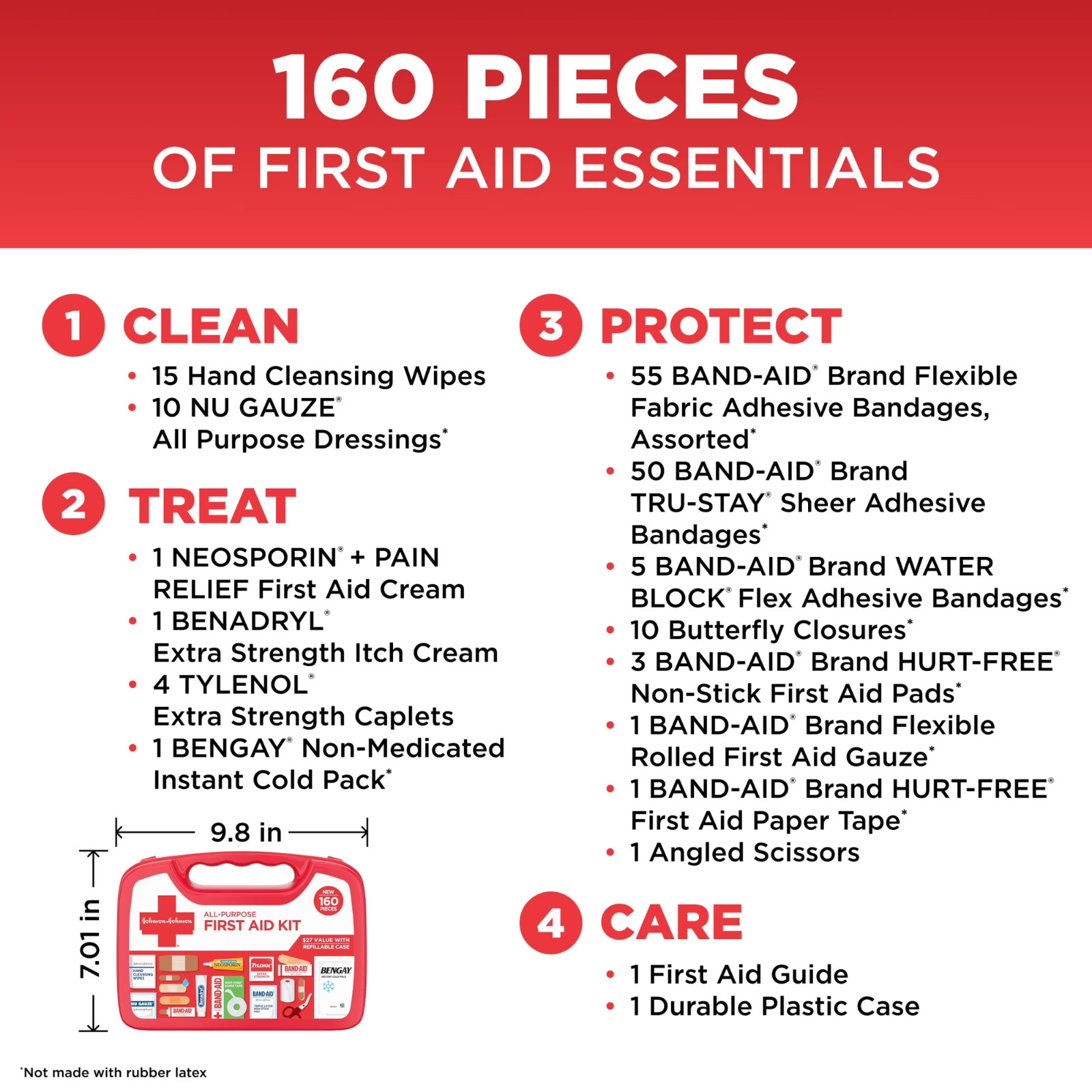 Band-Aid Brand All-Purpose Portable Compact First Aid Kit, 160 Piece