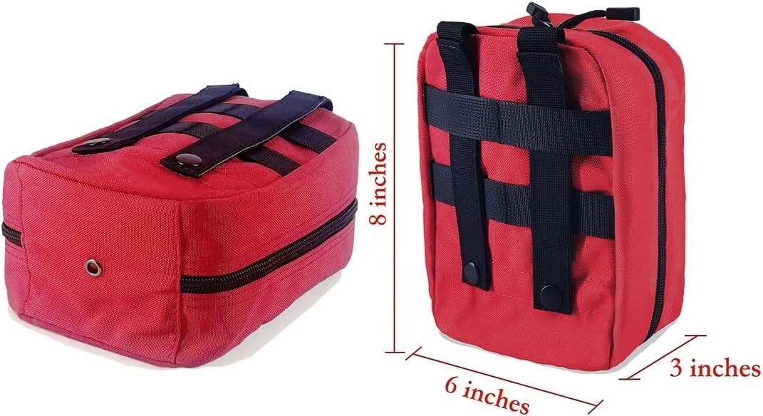 Red EMT Pouch MOLLE First Aid Kit – 180 Medical Supplies, Tactical, Waterproof