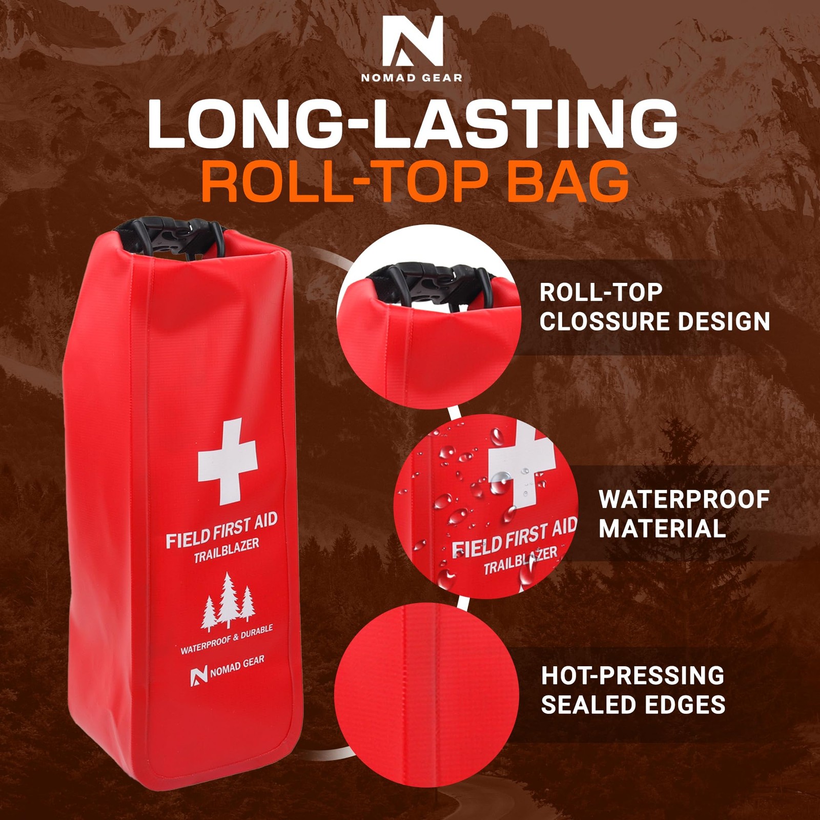 Waterproof First Aid Kit for Camping, Boating, Hiking – 64-Piece Outdoor Emer…