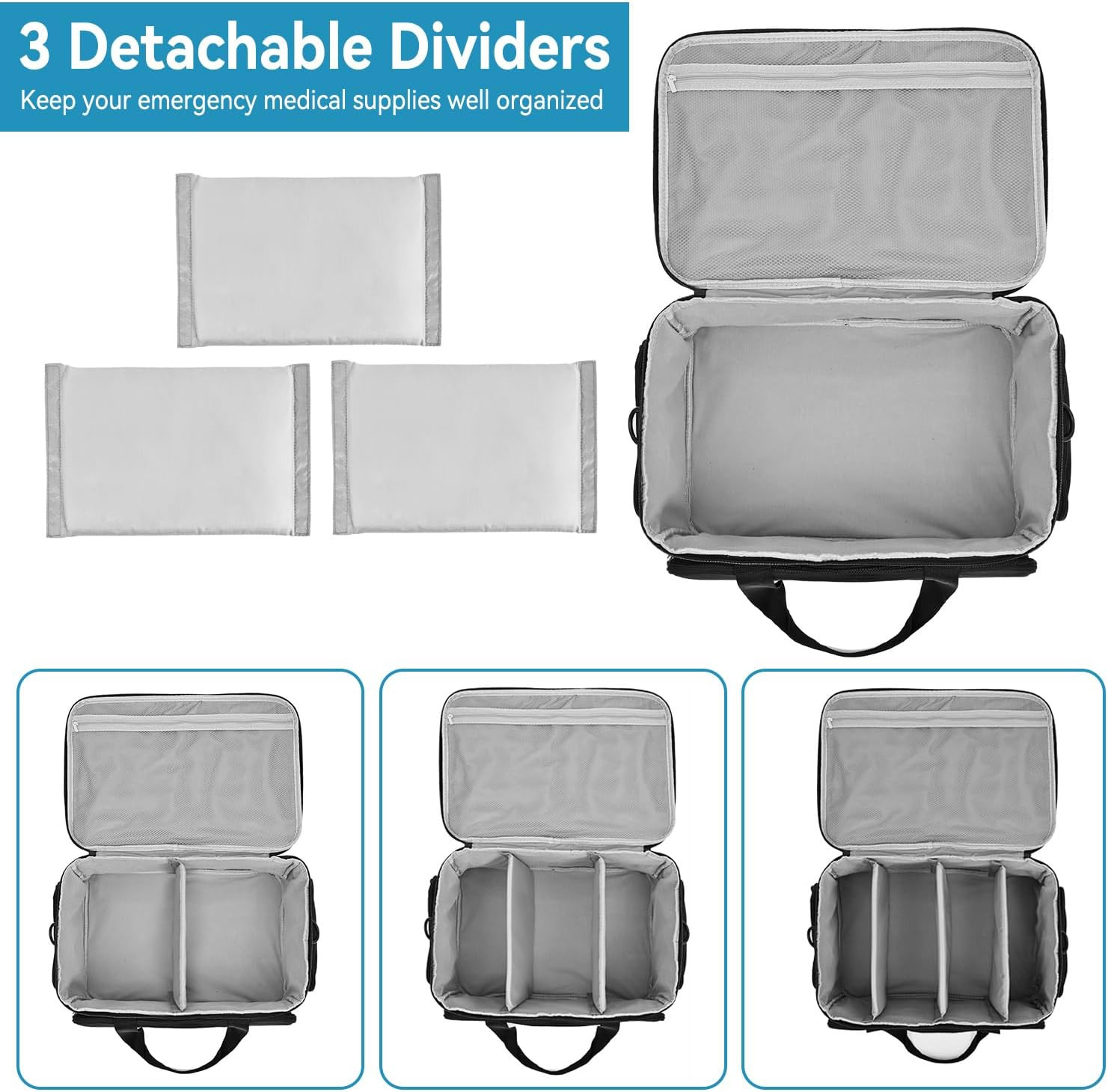 Medical Bag, Medical Equipment Case Empty, Large Home Health Nurse Bag with Shou