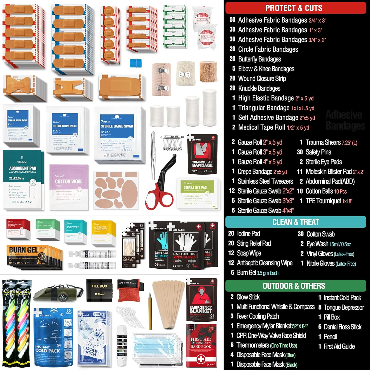 430 Piece First Aid Kit, Well-Organized Premium Waterproof Compact Trauma Medica