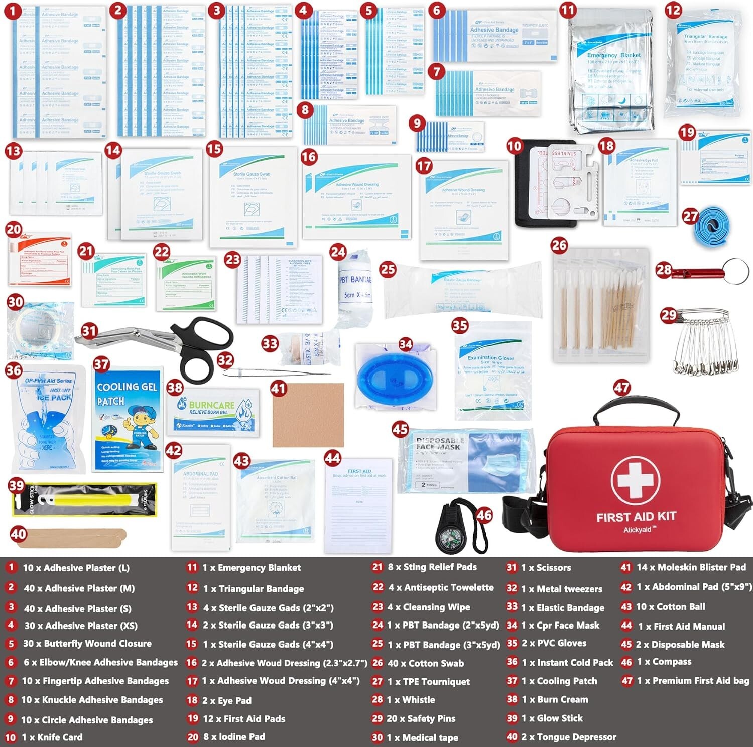 340-Piece Waterproof First Aid Kit – Portable Medical Supplies for Home & Travel