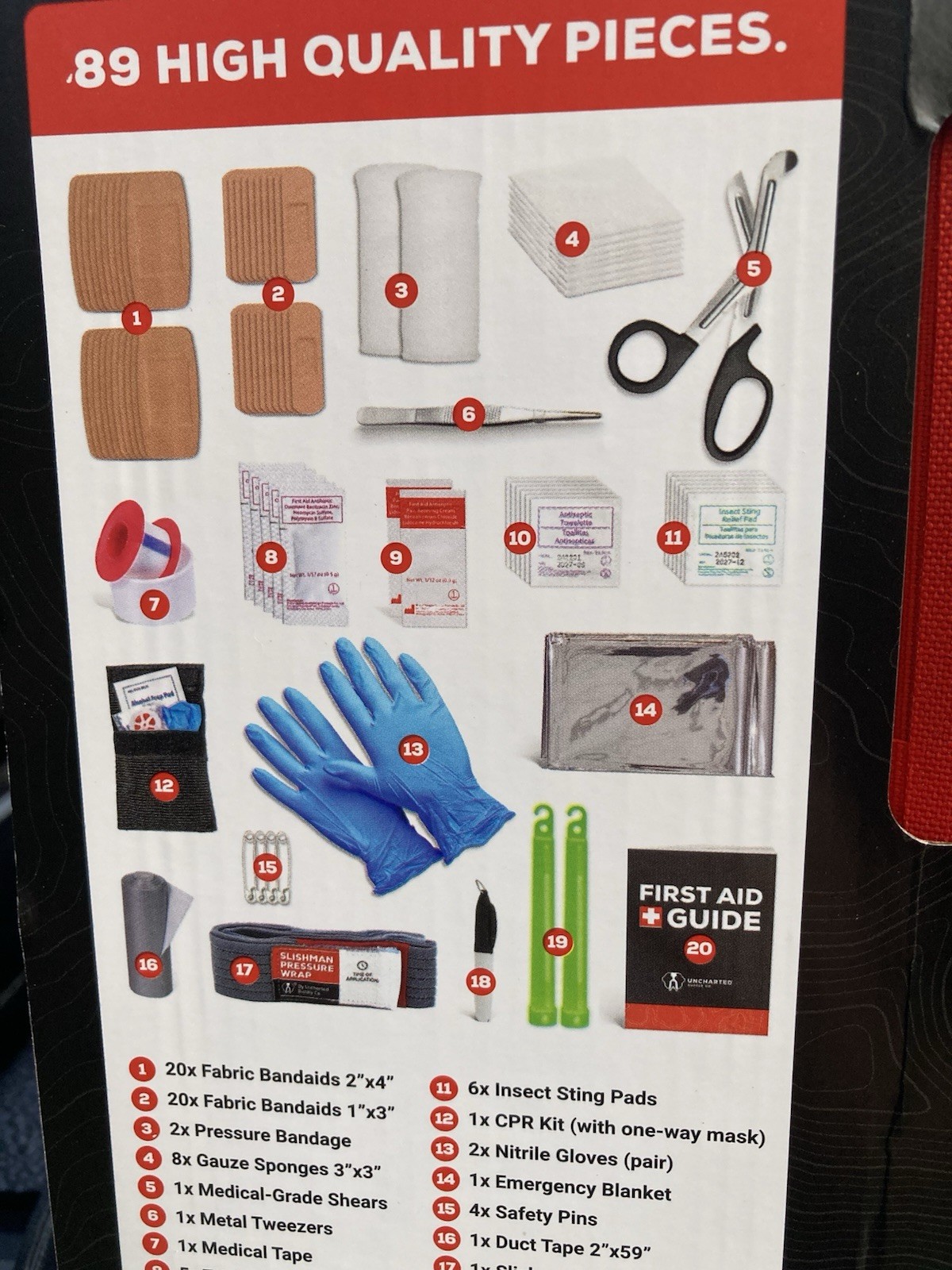 Uncharted Supply Co. First Aid Premium Waterproof Portable Kit Red/Black