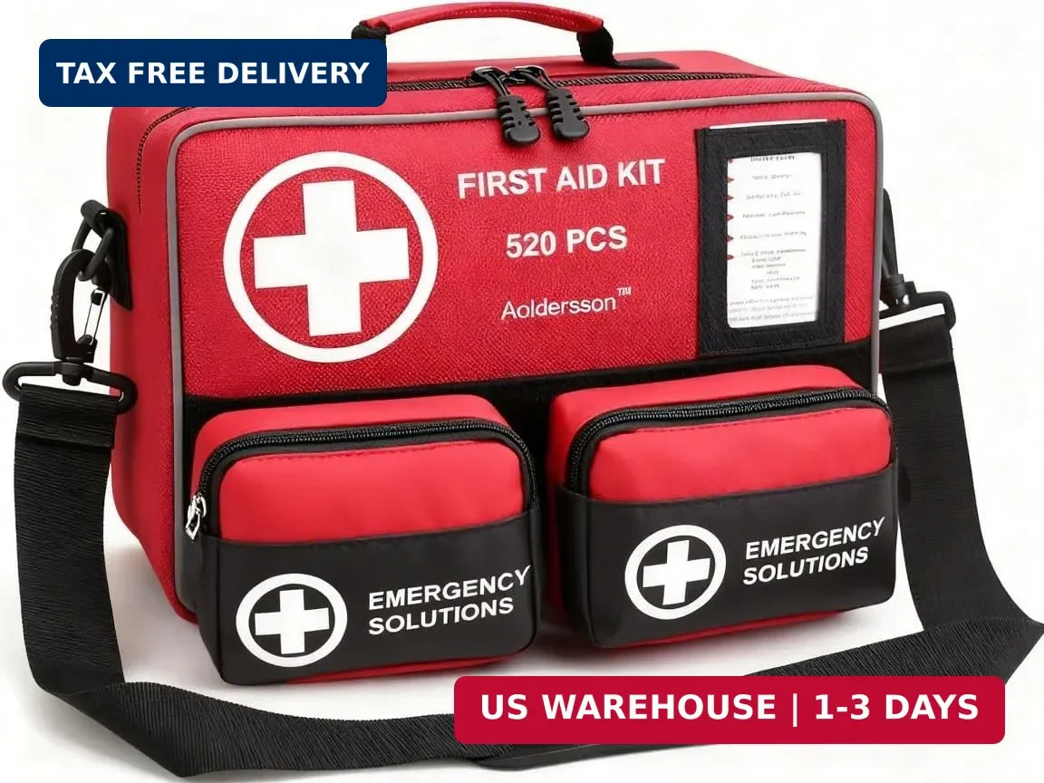 520 Piece Large First Aid Kit – Emergency Survival Kit for Car, Home, Camping, a