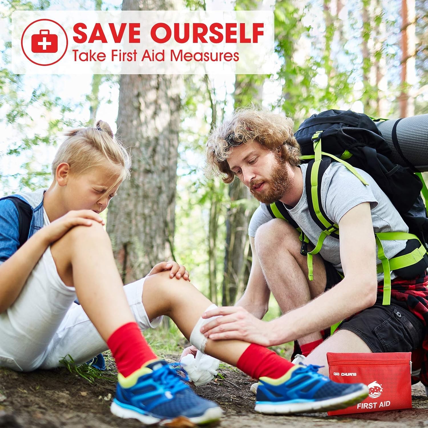 87-Pc Small Travel First Aid Kit for Home, Car, Camping, Hiking