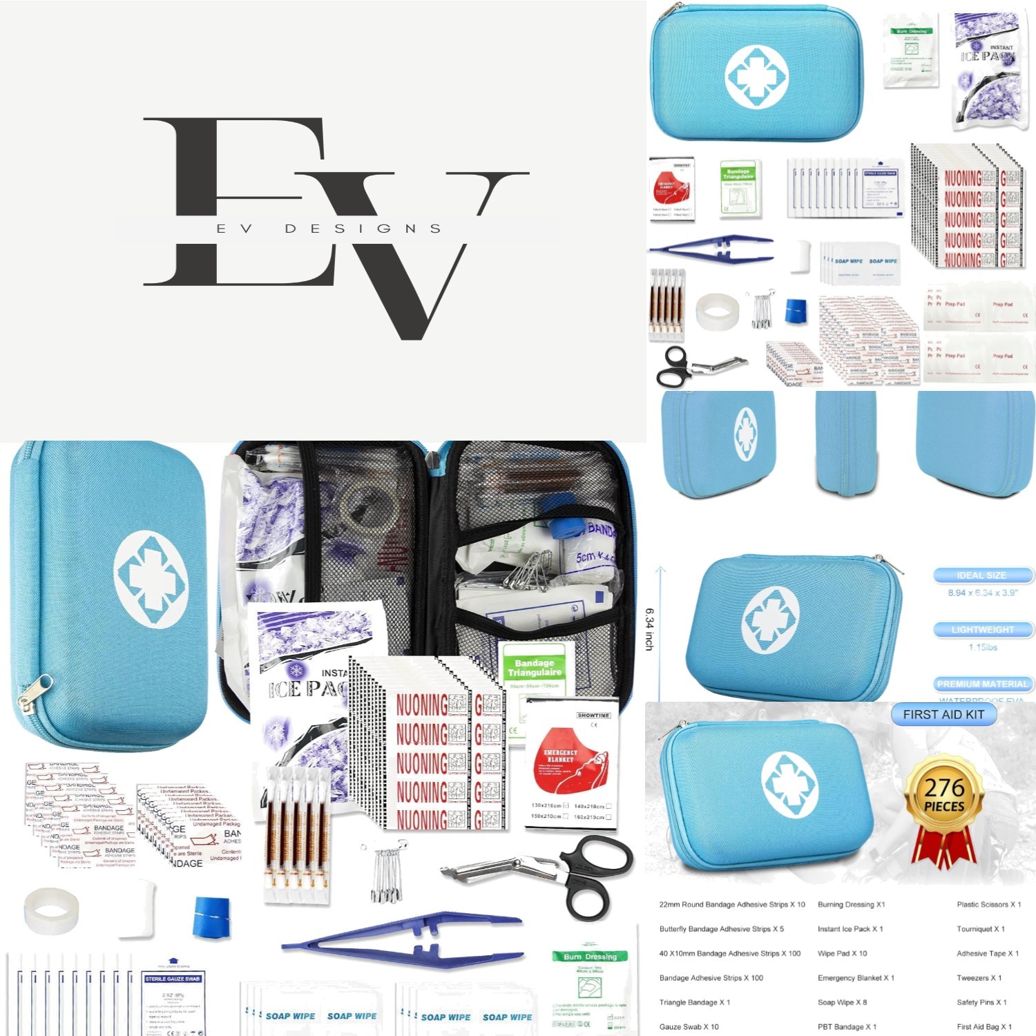 Waterproof 276-Piece First Aid Kit – Portable Emergency Supplies for Adventures