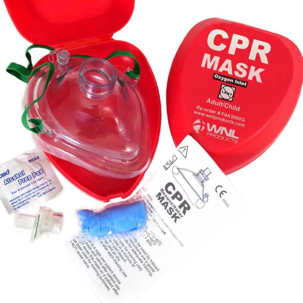 CPR Rescue Mask, Adult/Child Pocket Resuscitator, Hard Case Kit with Belt Clip