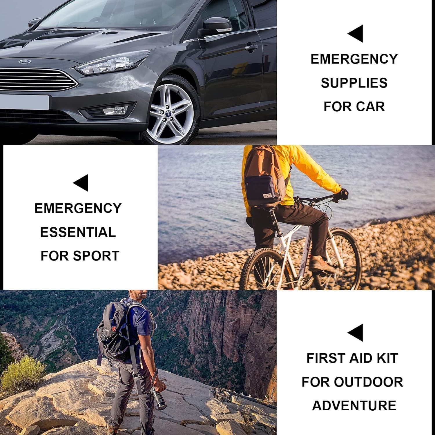 300Piece Travel First Aid Emergency Kit Home Essentials Hiking Survival Black