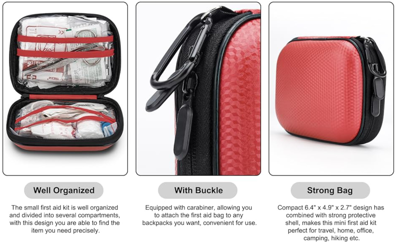 Mini First Aid Kit – 150 Piece Small Waterproof Hard Shell Medical Kit for Home,