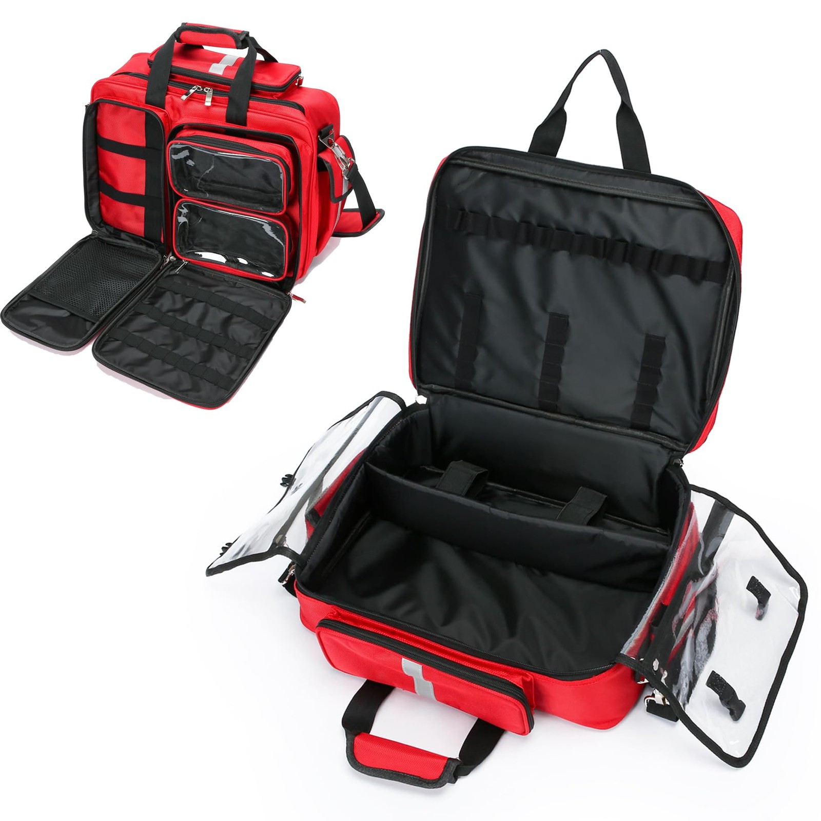 Be-Better Empty First Aid Organizer – Trauma, 16.93 x 12.6 x 5.51 inches, Red