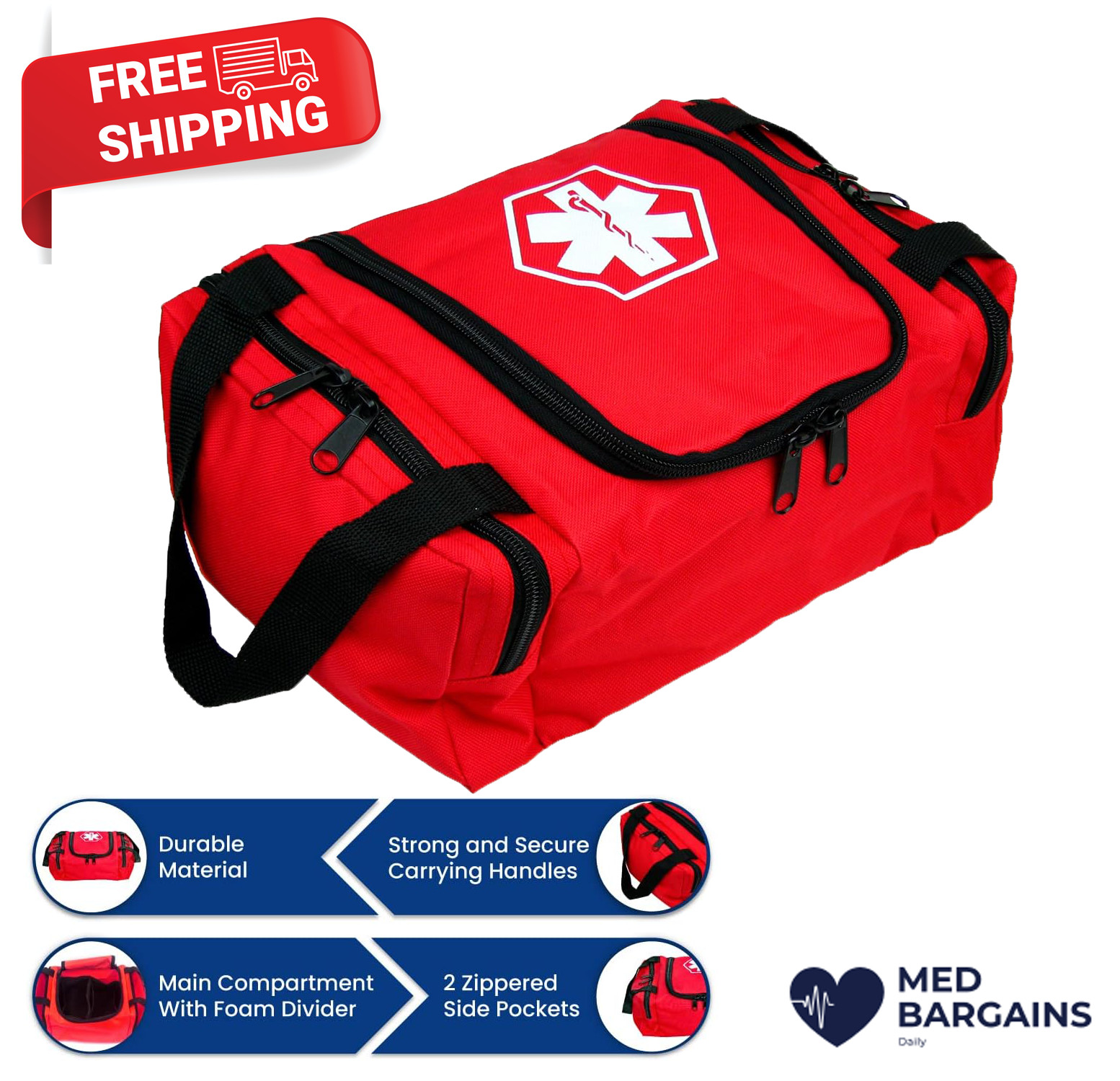 Dixie EMS Dixigear Empty First Responder II Bag 10.5″ x 5″ x 8″ – Red
