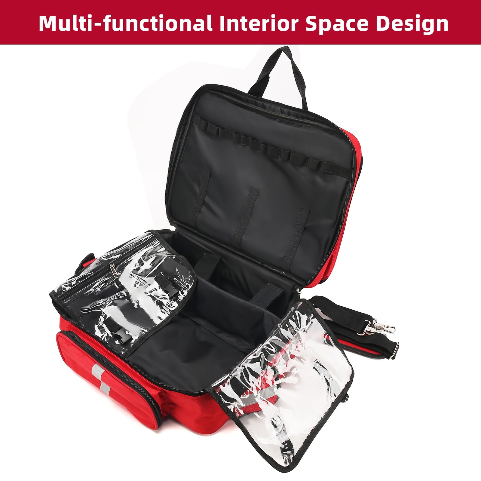 Be-Better Empty First Aid Organizer – Trauma, 16.93 x 12.6 x 5.51 inches, Red
