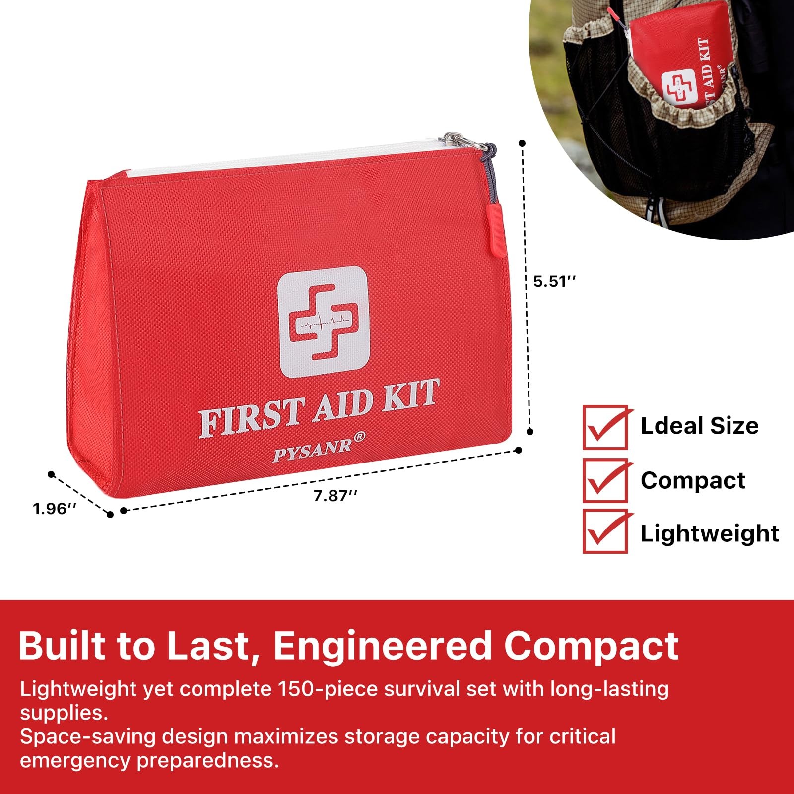 Small First Aid Kit, 150 Piece with Foil Blanket & Scissors, Mini Aid…