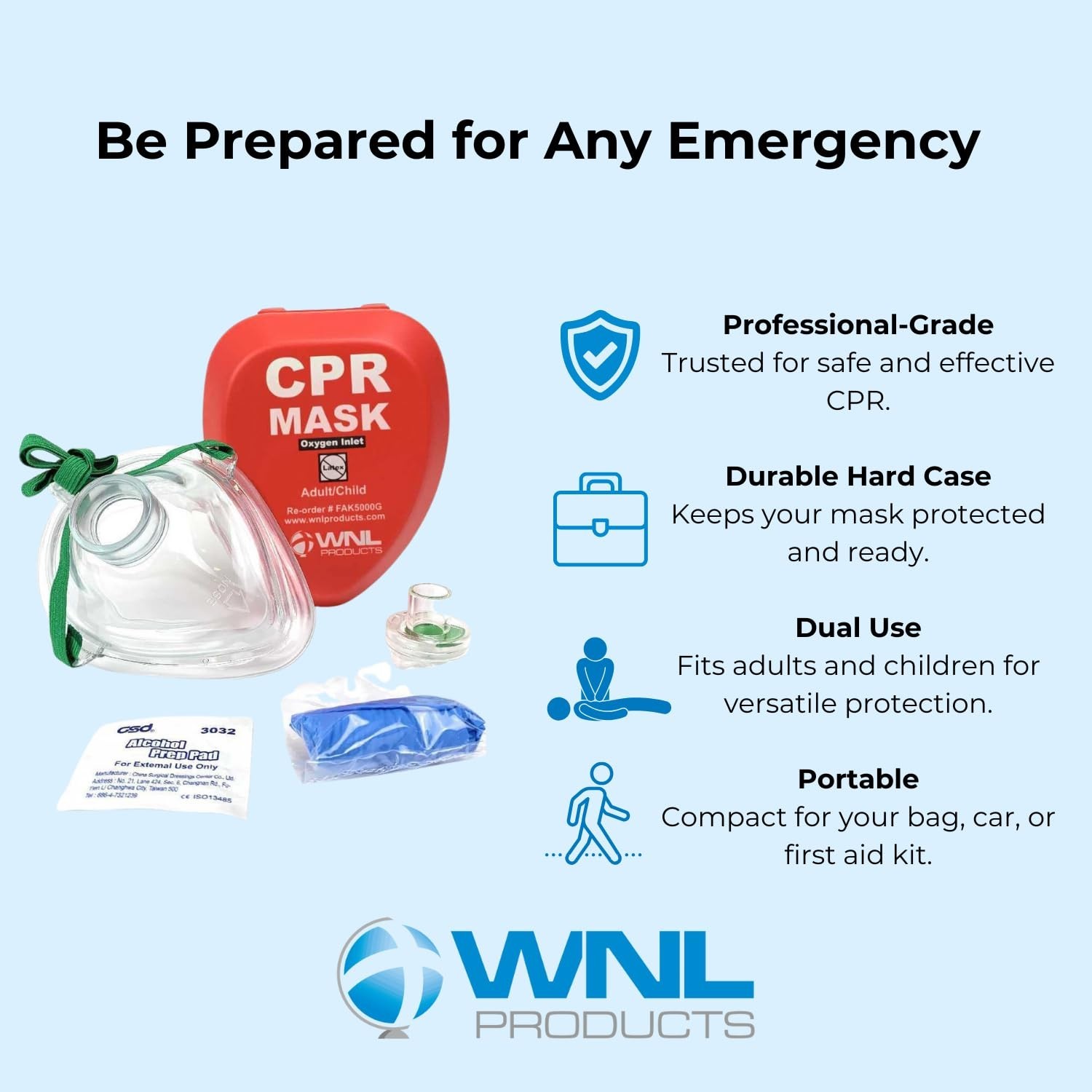 Complete CPR Rescue Mask Kit with Child & Adult Masks, Gloves, and Virus Shield