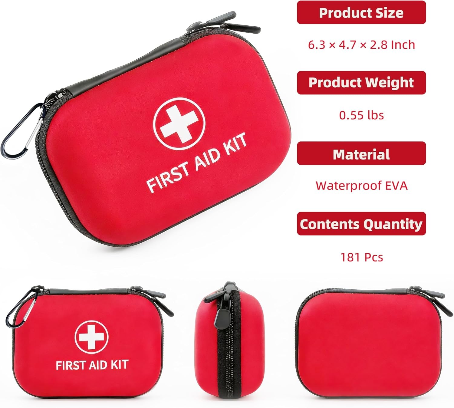 Prelady 181-Pc Mini First Aid Kit, Waterproof, Portable for Travel/Home