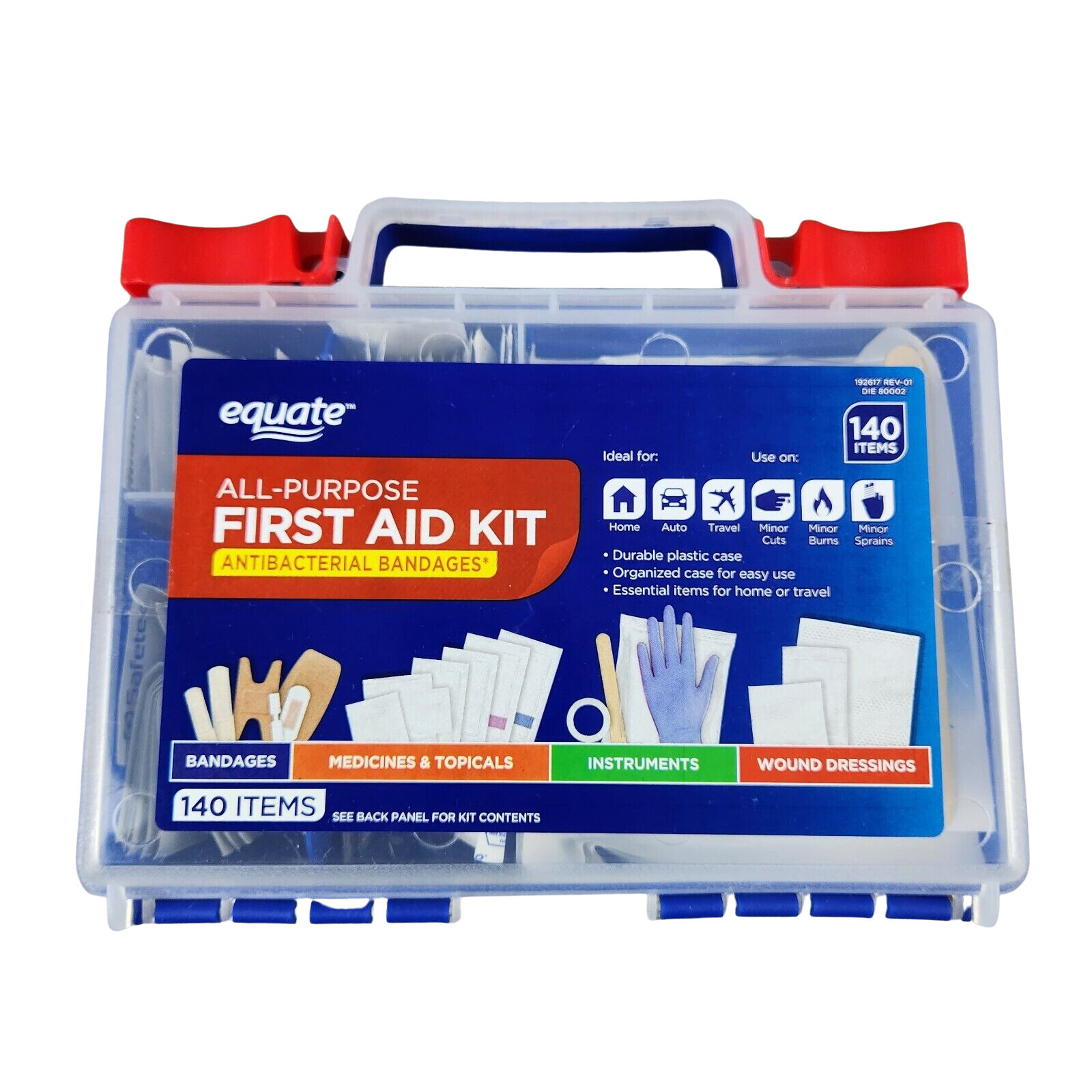 Equate 566904301 All-purpose First Aid Kit 140 Items