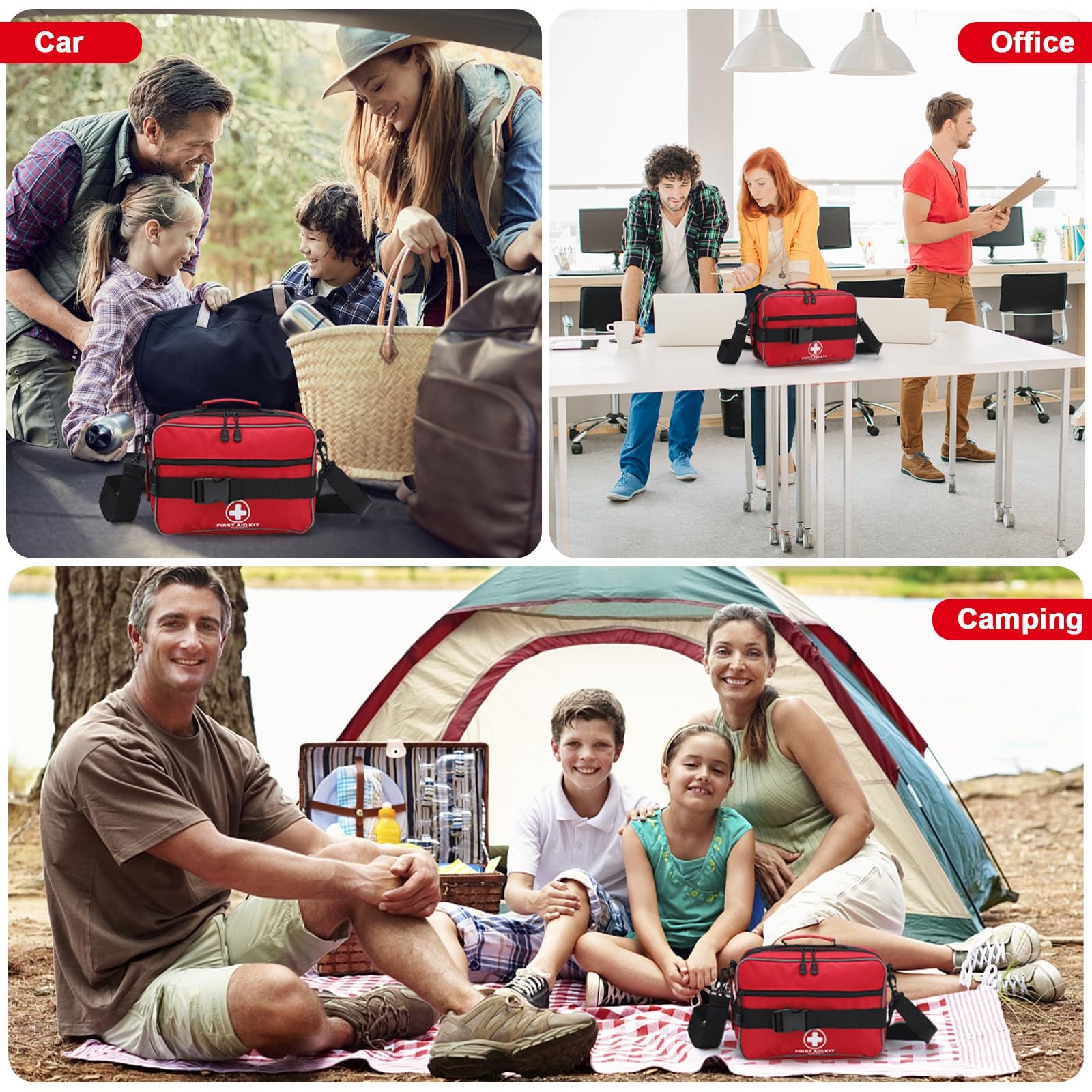 Poygik Premium 420 Piece Large First Aid Kit for Home, Car, Travel, Red