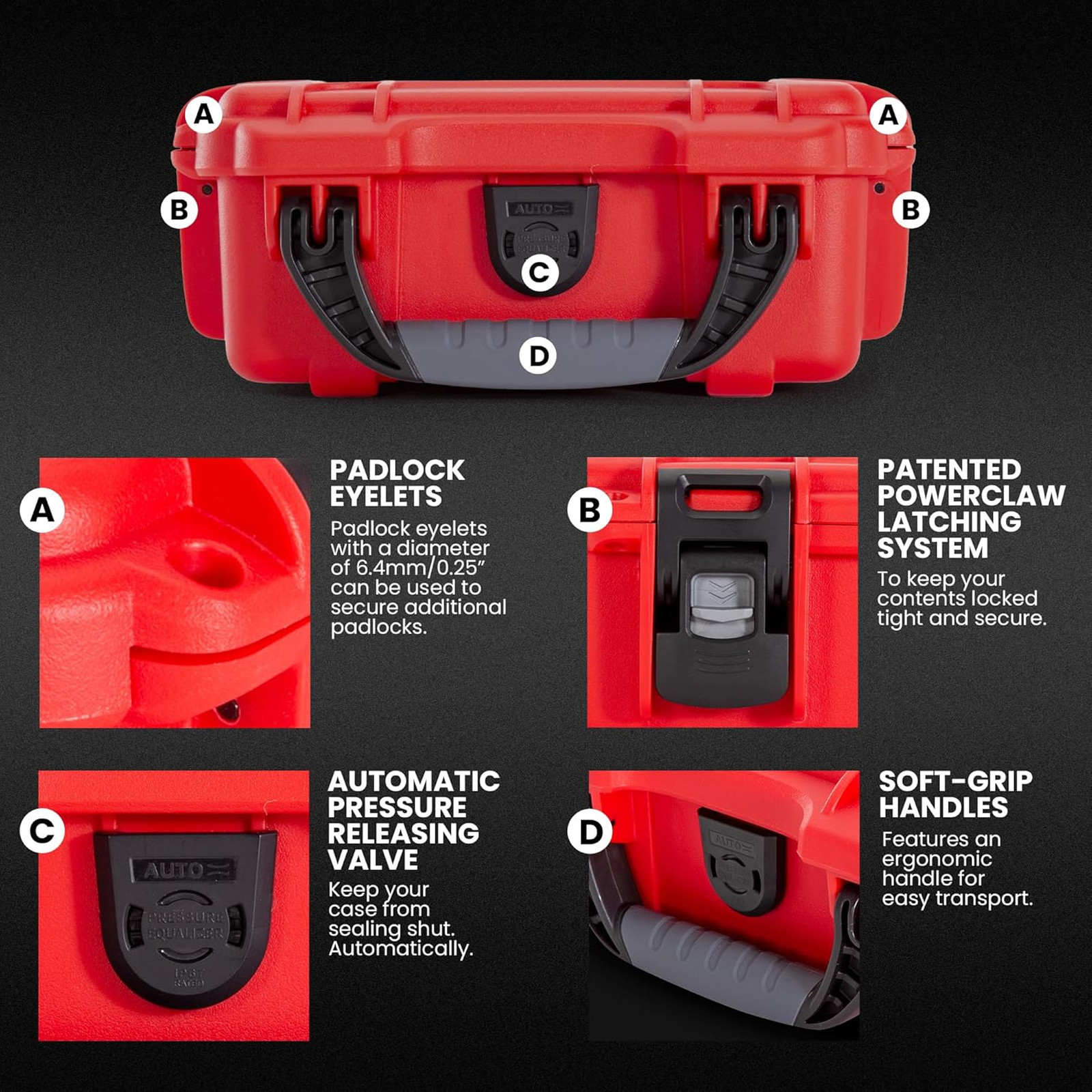 First Aid Kit Case Waterproof Dustproof Impact-Resistant Red IP67 Floatable