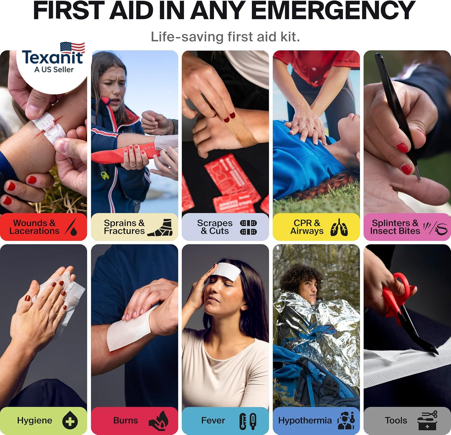 Large Pro First Aid Kit for Car, Travel & Home – Emergency Kit for Hiking, Campi