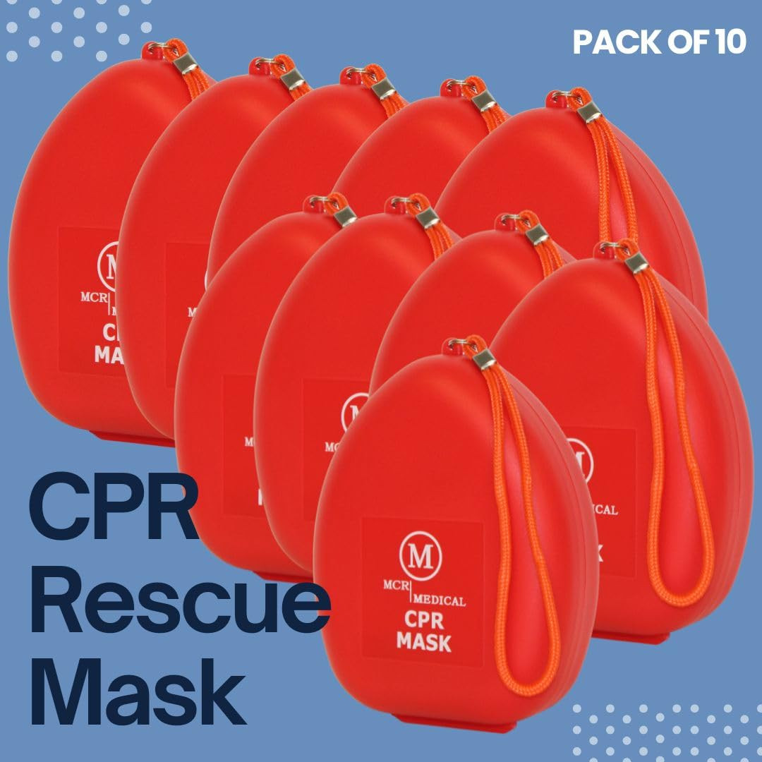 MCR Medical Pack of 10 CPR Rescue Mask, Adult/Child Pocket Resuscitator, Hard Ca